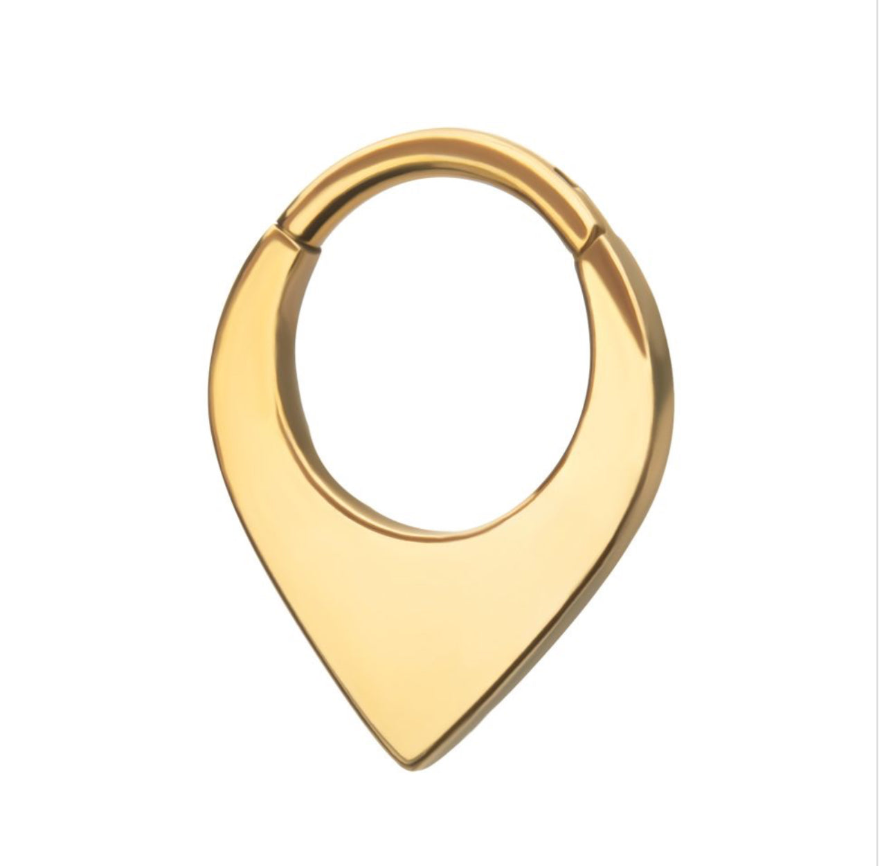 Titanium or 24kt gold or titanium Teardrop Flat Hoop Front Facing Hinged Segment Clicker | septum piercing | daith piercing | cute piercings
