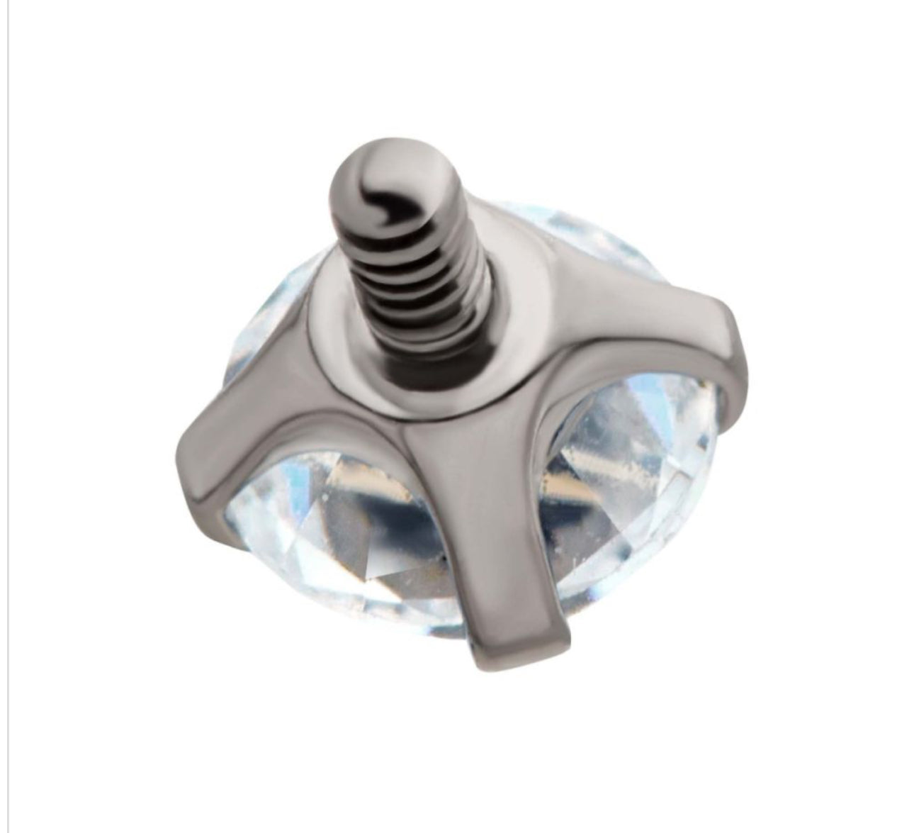 14g Low Profile Titanium Internally Threaded with Prong Set Round 3A/5A CZ Top | 14 gauge piercing | industrial piercing | lip piercing