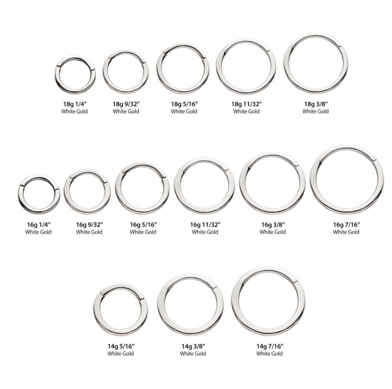 14kt white gold hinged segment clicker | nose ring | nostril hoop | seamless ring | ear hoop | daith hoop | nickel free