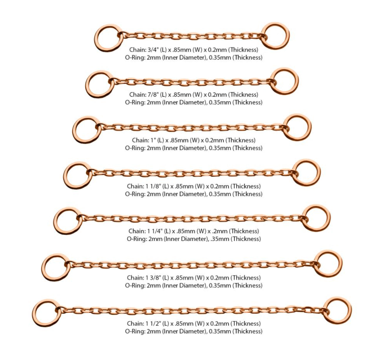 14k gold rolo chain with O-Ring | nose chain | ear chain | white gold chain | yellow gold chain | White gold chain