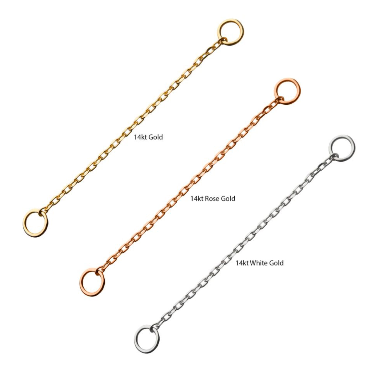 14k gold rolo chain with O-Ring | nose chain | ear chain | white gold chain | yellow gold chain | White gold chain