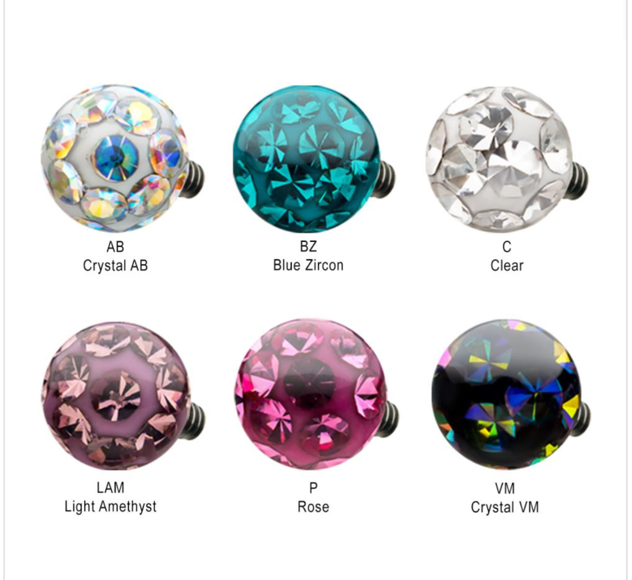 14g Titanium Internally Threaded Tiffany Ball Top with Genuine Preciosa Crystals | industrial ends | nostril balls | crystal earrings