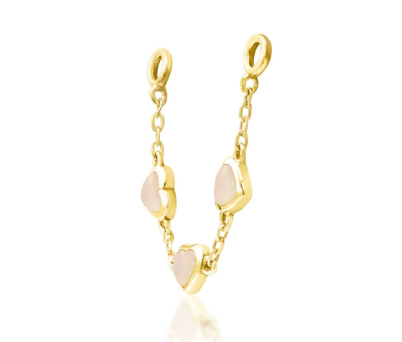 14Kt heart chain with genuine rose gold hearts | nose chain | rose gold piercing chain | yellow gold piercing chain | industrial chain