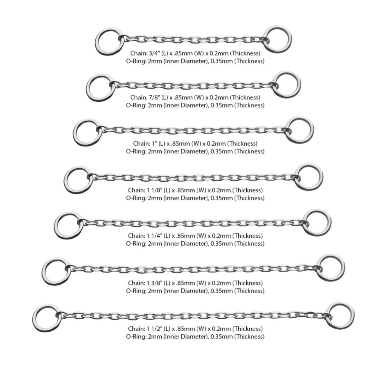14k gold rolo chain with O-Ring | nose chain | ear chain | white gold chain | yellow gold chain | White gold chain
