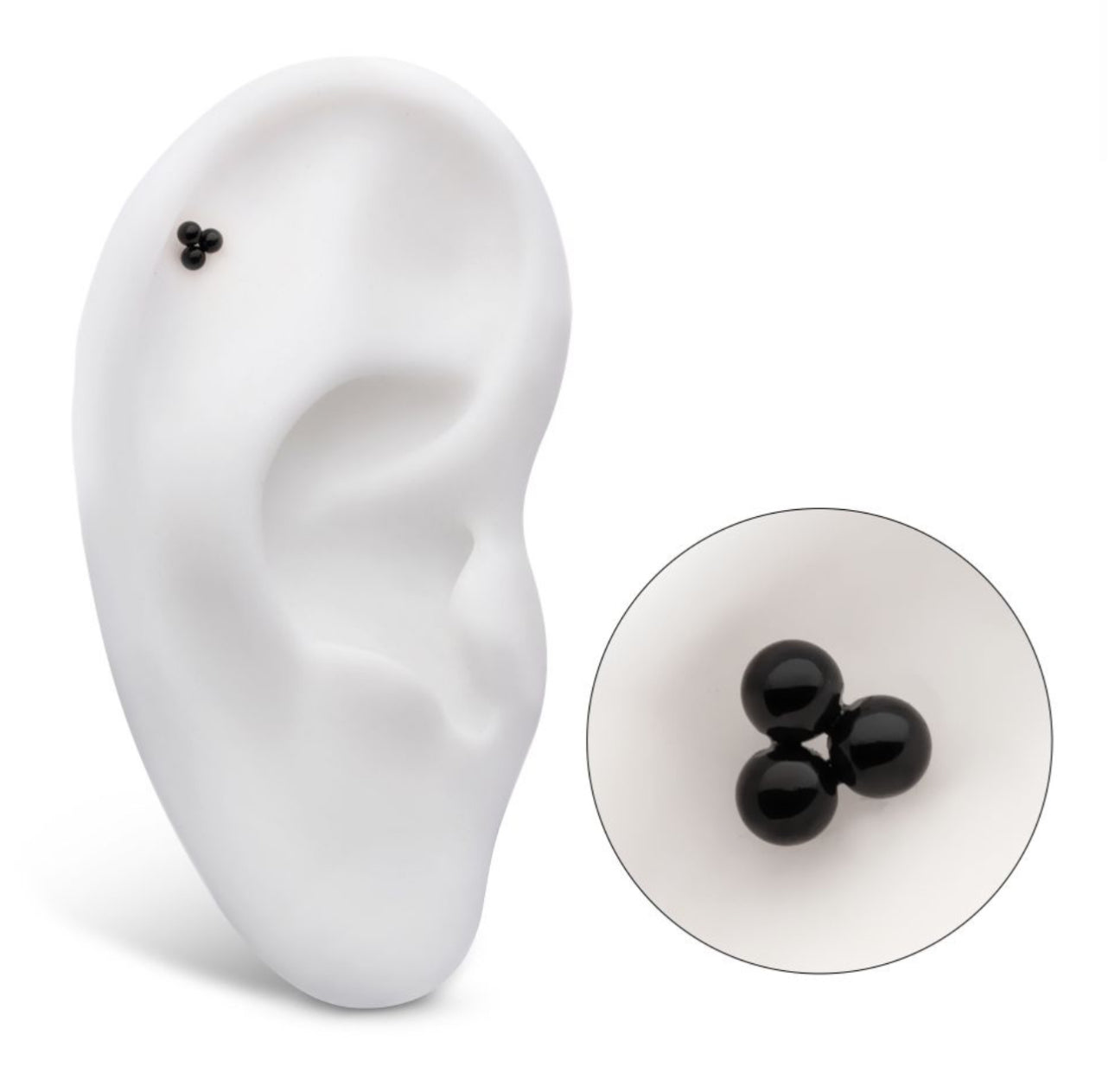 Black titanium threadless trinity ball earring | black jewelry | tri bead earrings | minimalist jewelry | goth | philtrum jewelry