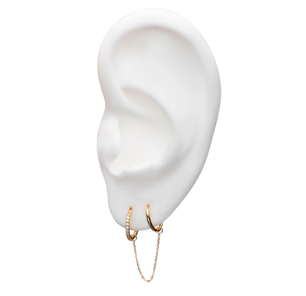 14k gold rolo chain with O-Ring | nose chain | ear chain | white gold chain | yellow gold chain | White gold chain