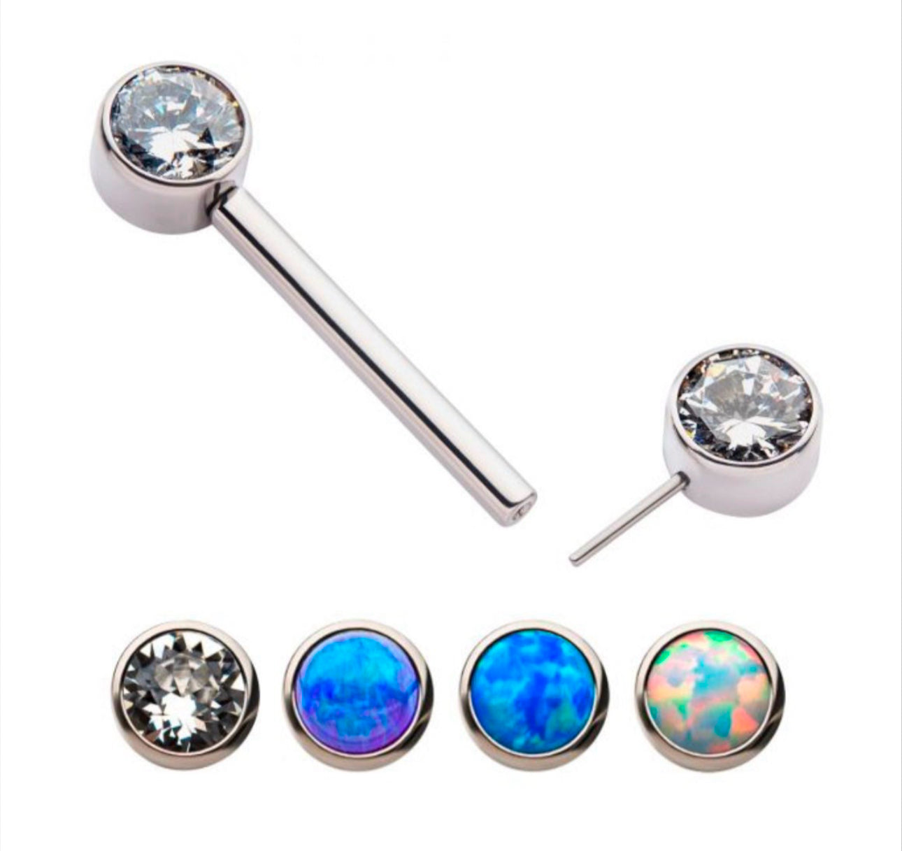 Nipple jewelry | titanium nipple jewelry | threadless nipple jewelry | opal nipple jewelry | body jewelry l nipple barbell l