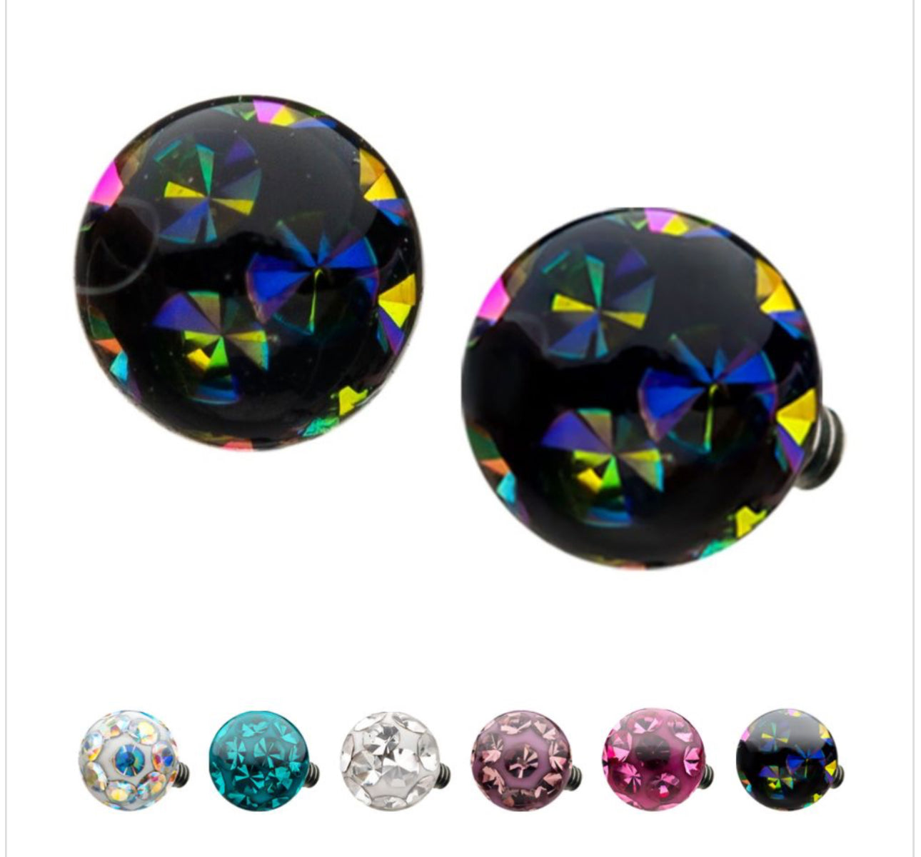 14g Titanium Internally Threaded Tiffany Ball Top with Genuine Preciosa Crystals | industrial ends | nostril balls | crystal earrings