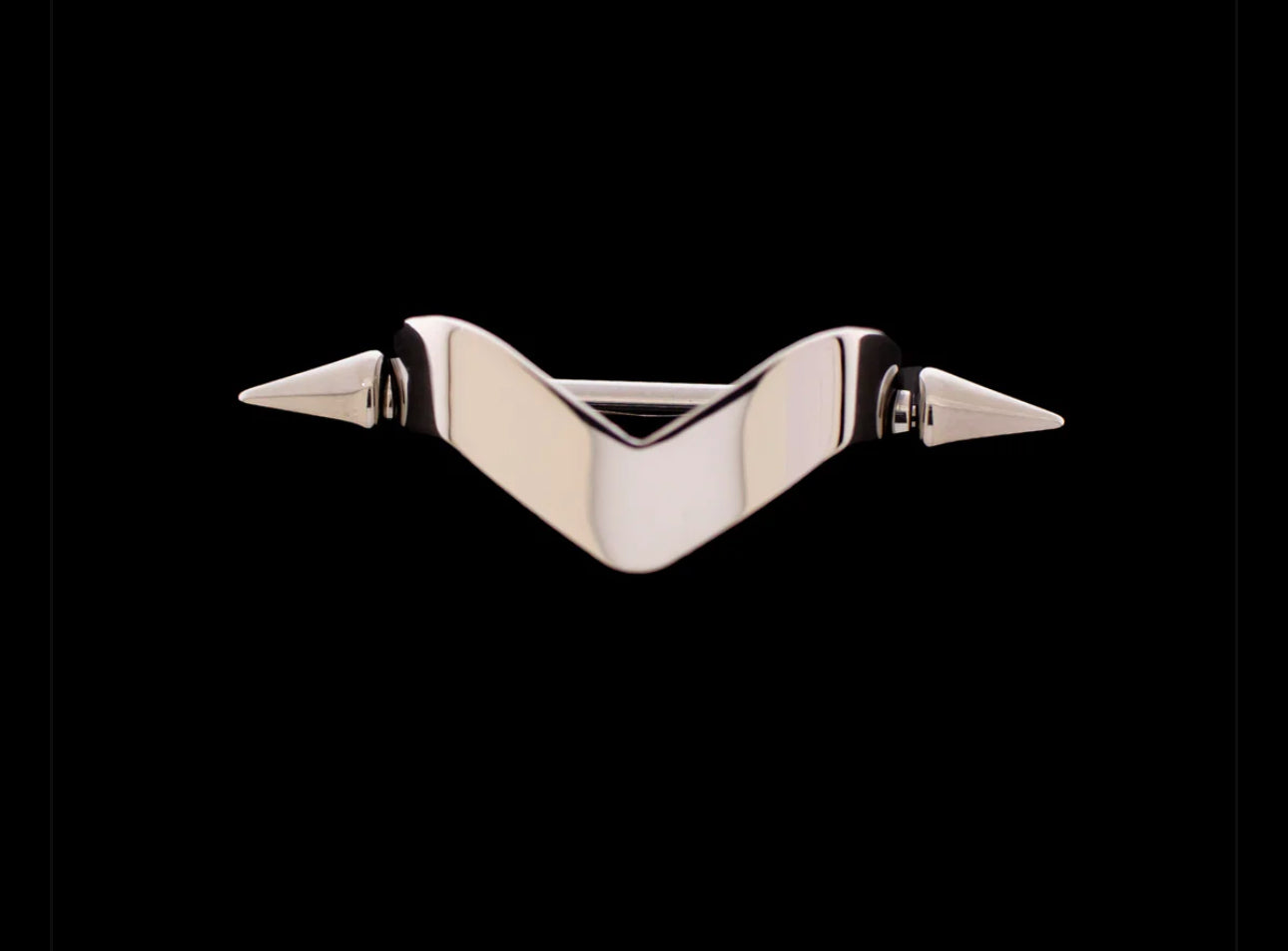 14G V-Shape Nose Bridge Cuff With Spike Ends | bridge piercing | 14 gauge | bridge cuff | bridge chain | titanium bridge chain | goth
