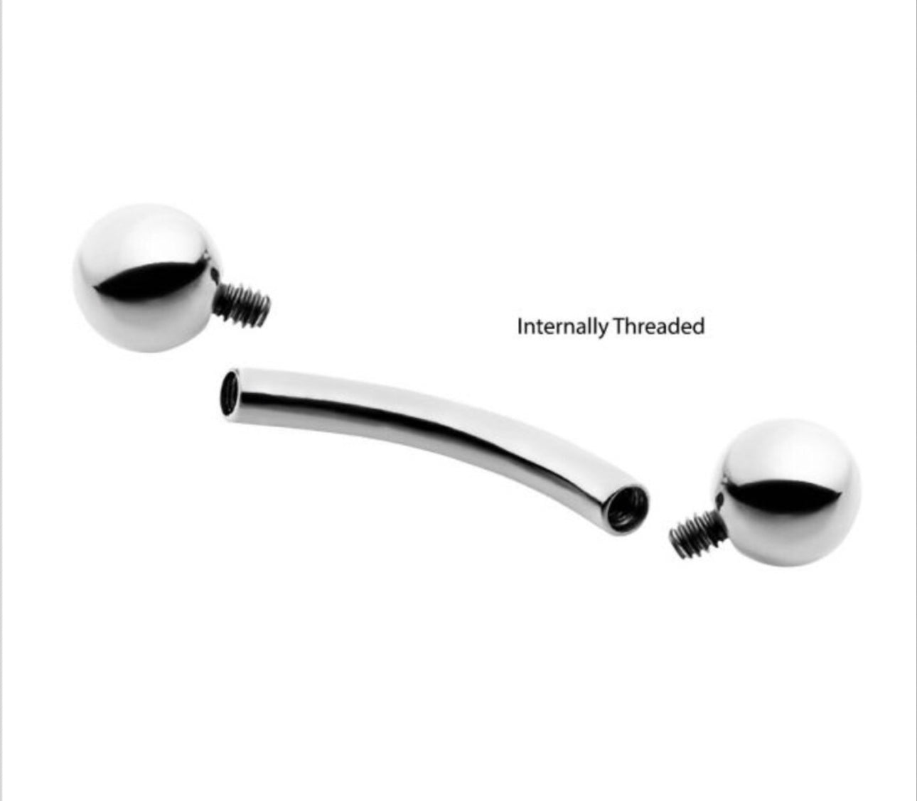 Titanium internally threaded curved barbells | eyebrow jewelry | vertical labret jewelry | daith jewelry | rook jewelry | basic jewelry |
