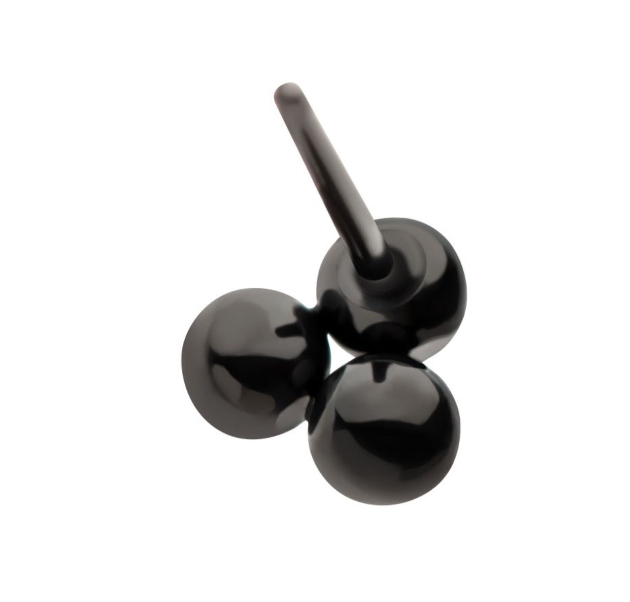 Black titanium threadless trinity ball earring | black jewelry | tri bead earrings | minimalist jewelry | goth | philtrum jewelry