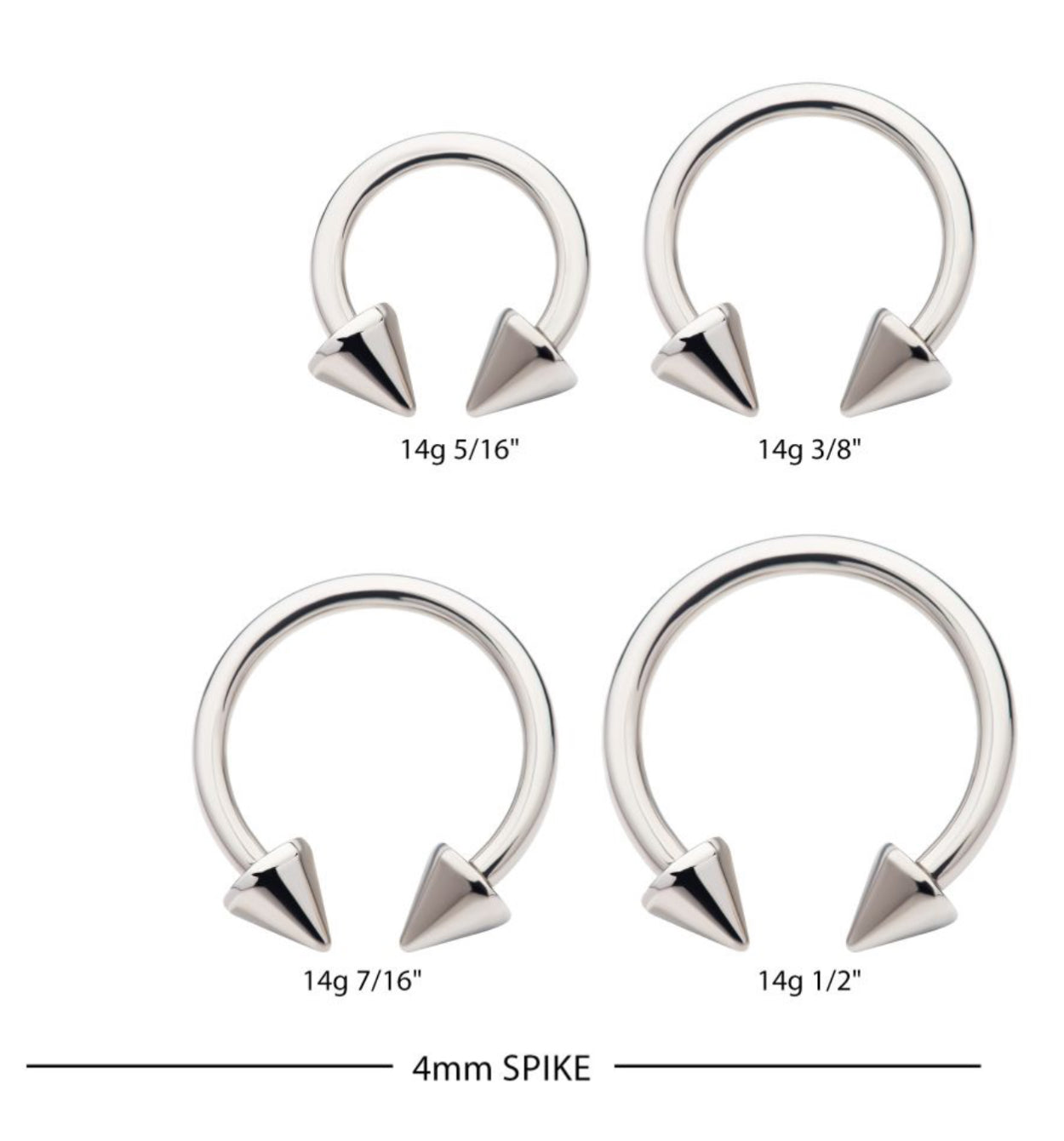 Titanium internally threaded spike circular barbell
