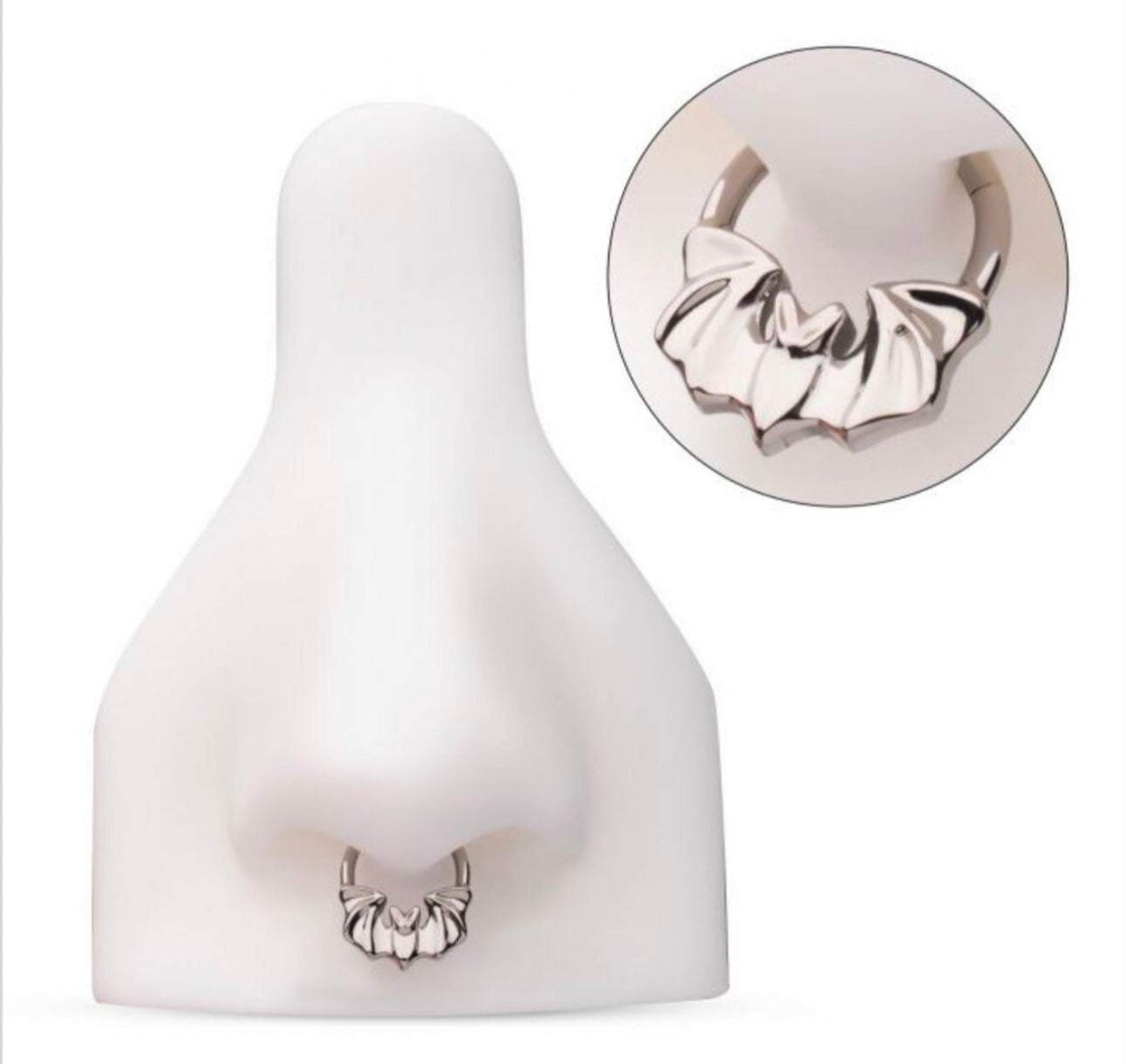 Flying bat front facing hinged segment clicker | septum piercing | septum ring | goth jewelry | goth septum | 16 gauge | 10mm