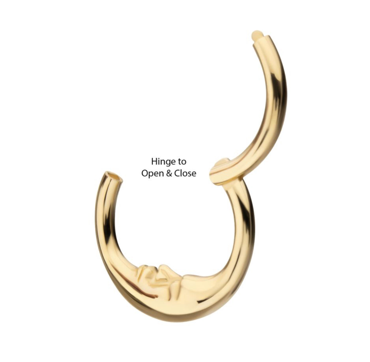 14Kt solid Yellow Gold Moon Face Side Facing Hinged Segment Clicker