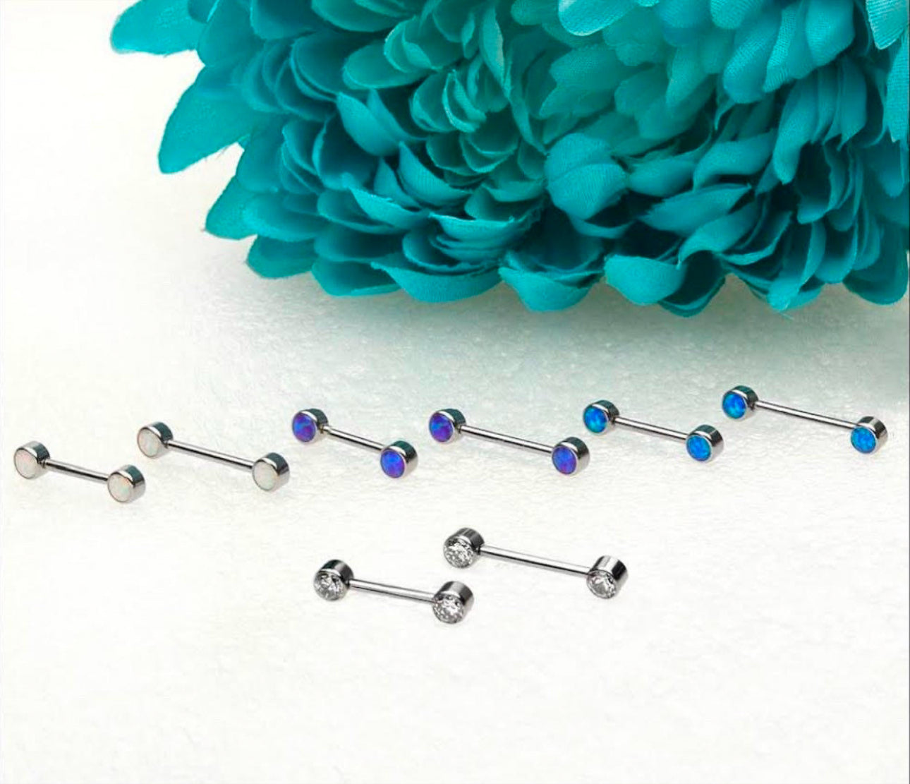Nipple jewelry | titanium nipple jewelry | threadless nipple jewelry | opal nipple jewelry | body jewelry l nipple barbell l