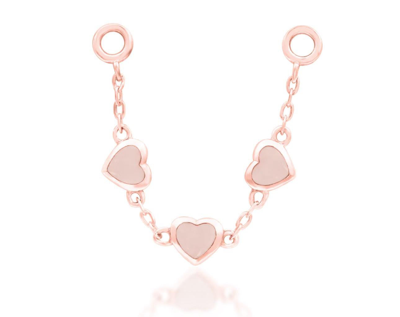 14Kt heart chain with genuine rose gold hearts | nose chain | rose gold piercing chain | yellow gold piercing chain | industrial chain