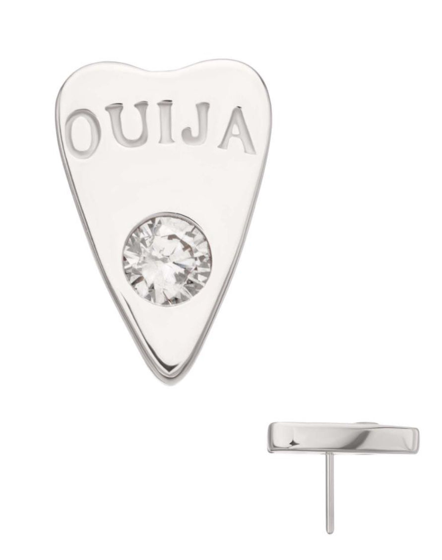 14Kt White Gold Planchette threadless earring | goth piercing | helix piercing | conch piercing | flat piercing | white gold earring