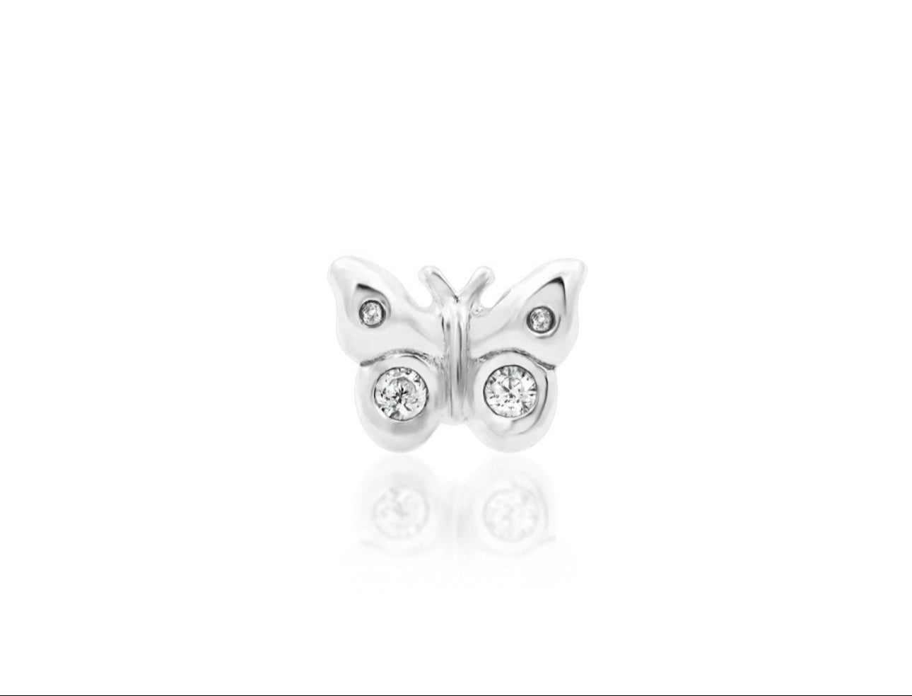 14kt solid gold butterfly earring | rose gold piercing | white gold piercing | nose piercing | nose piercing | dainty bo