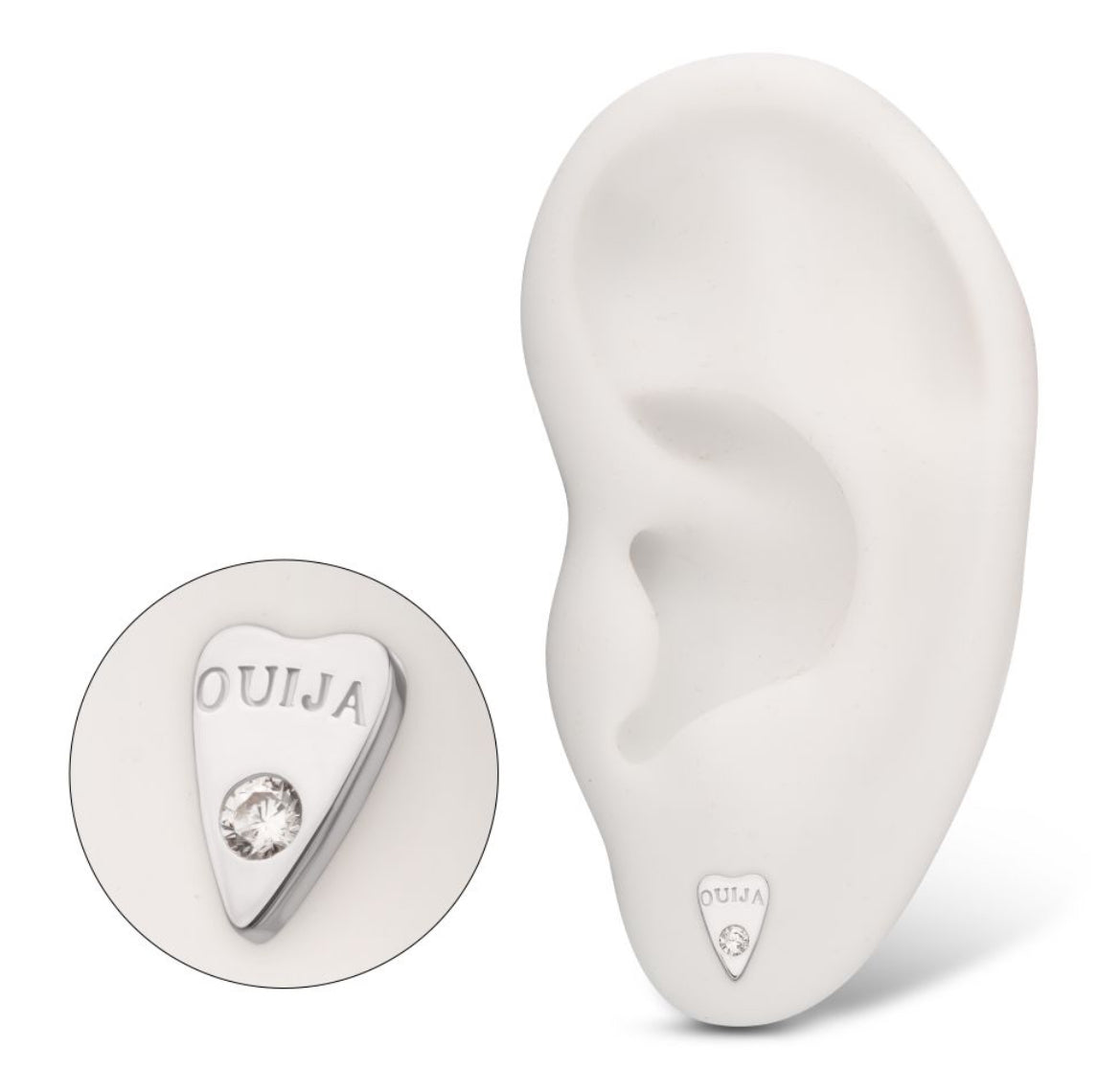 14Kt White Gold Planchette threadless earring | goth piercing | helix piercing | conch piercing | flat piercing | white gold earring