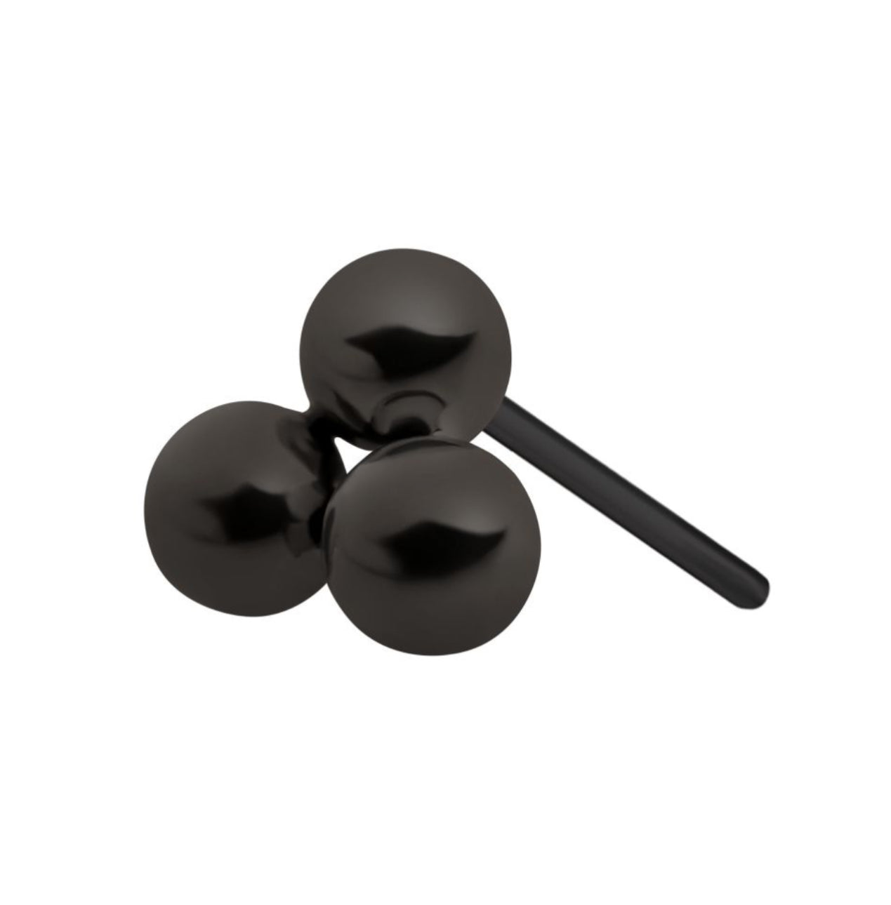 Black titanium threadless trinity ball earring | black jewelry | tri bead earrings | minimalist jewelry | goth | philtrum jewelry
