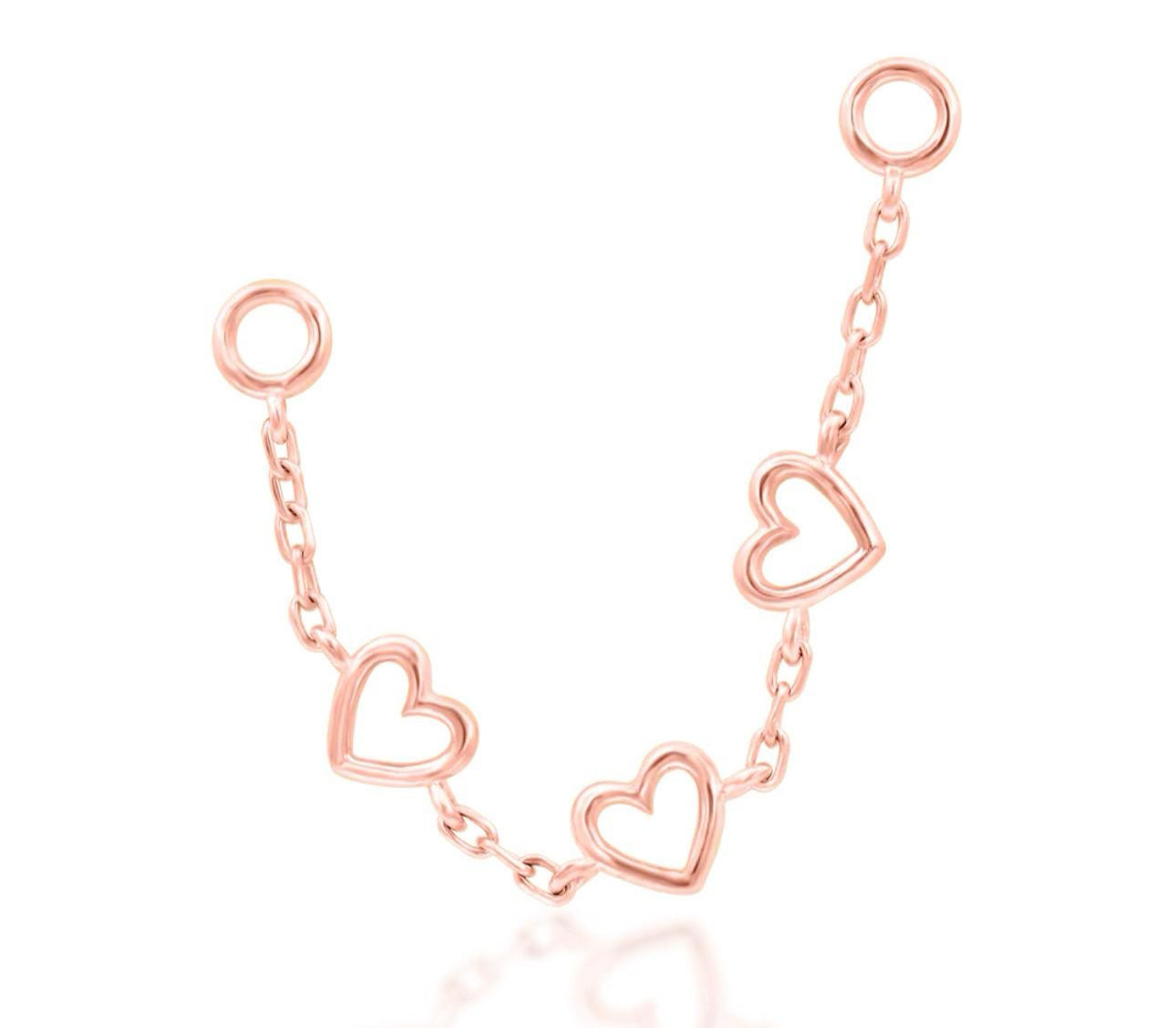 14Kt heart chain with hearts | nose chain | rose gold piercing chain | yellow gold piercing chain | industrial chain