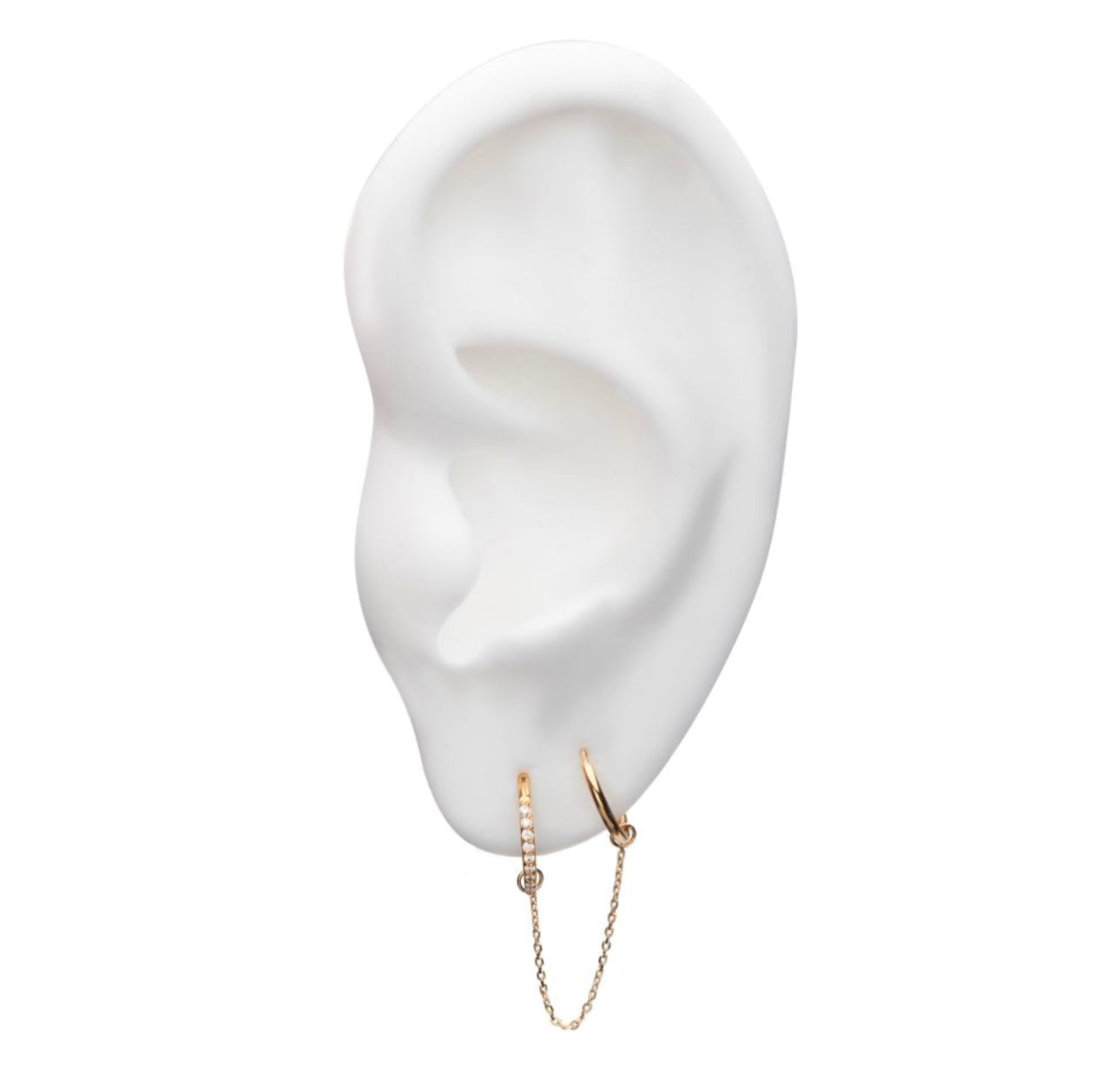 14k gold rolo chain with O-Ring | nose chain | ear chain | white gold chain | yellow gold chain | White gold chain