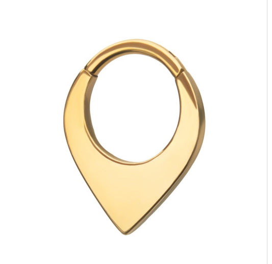 Titanium or 24kt gold or titanium Teardrop Flat Hoop Front Facing Hinged Segment Clicker | septum piercing | daith piercing | cute piercings
