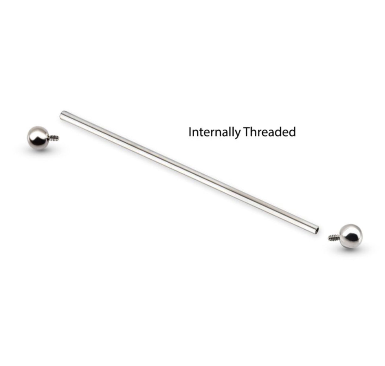 Titanium internally threaded industrial barbell