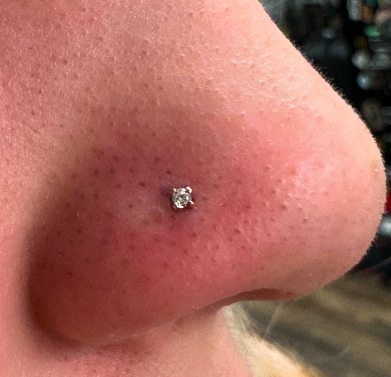 14Kt Rose Gold Threadless with Prong Set Round CZ Top | ear piercing | nose piercing | rose gold nose piercing | rose gold jewelry