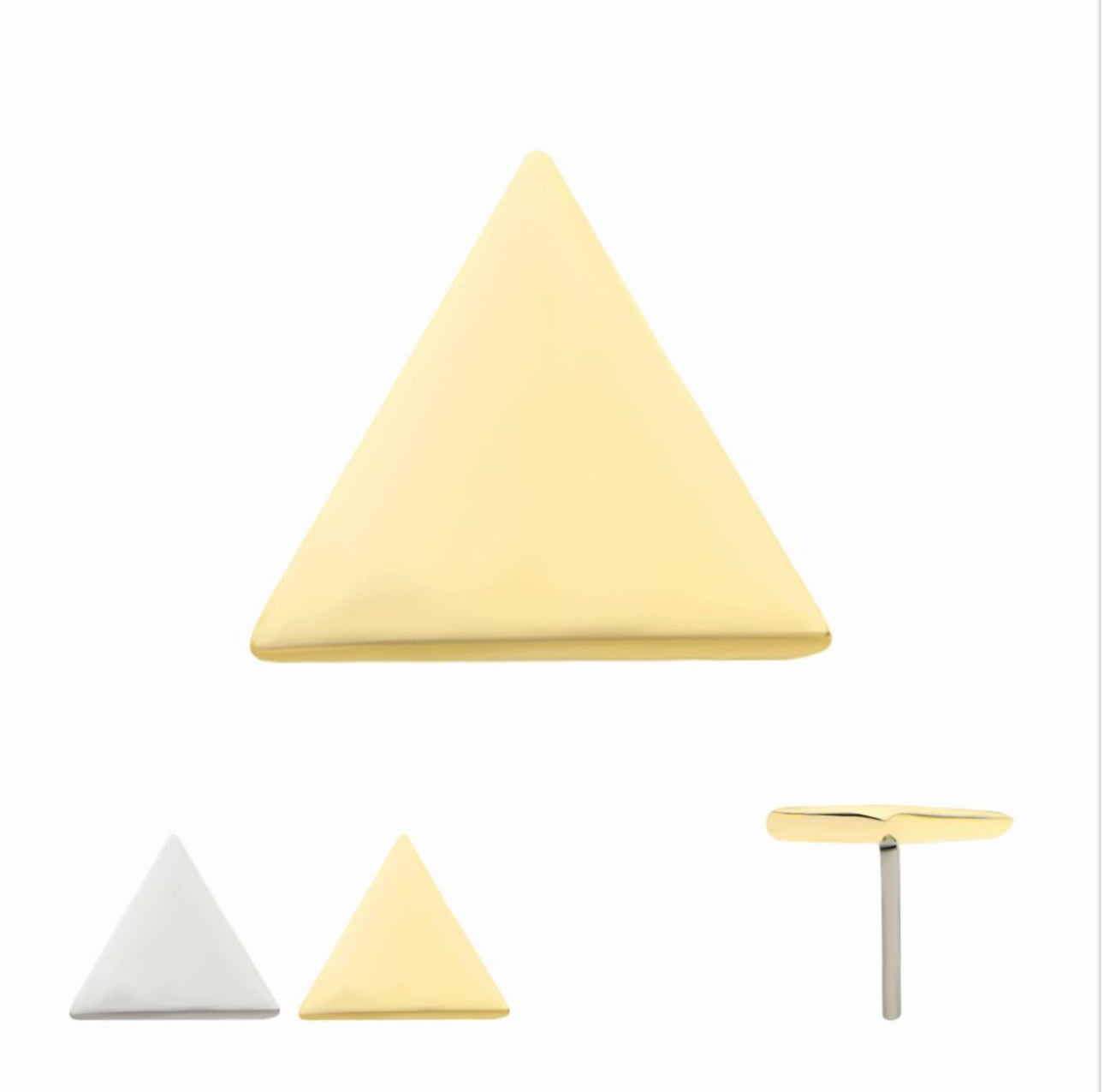 14kt gold threadedless triangle earring | nose stud  | yellow gold earring | white gold earring | 20 gauge | 18 gauge | tragus stud