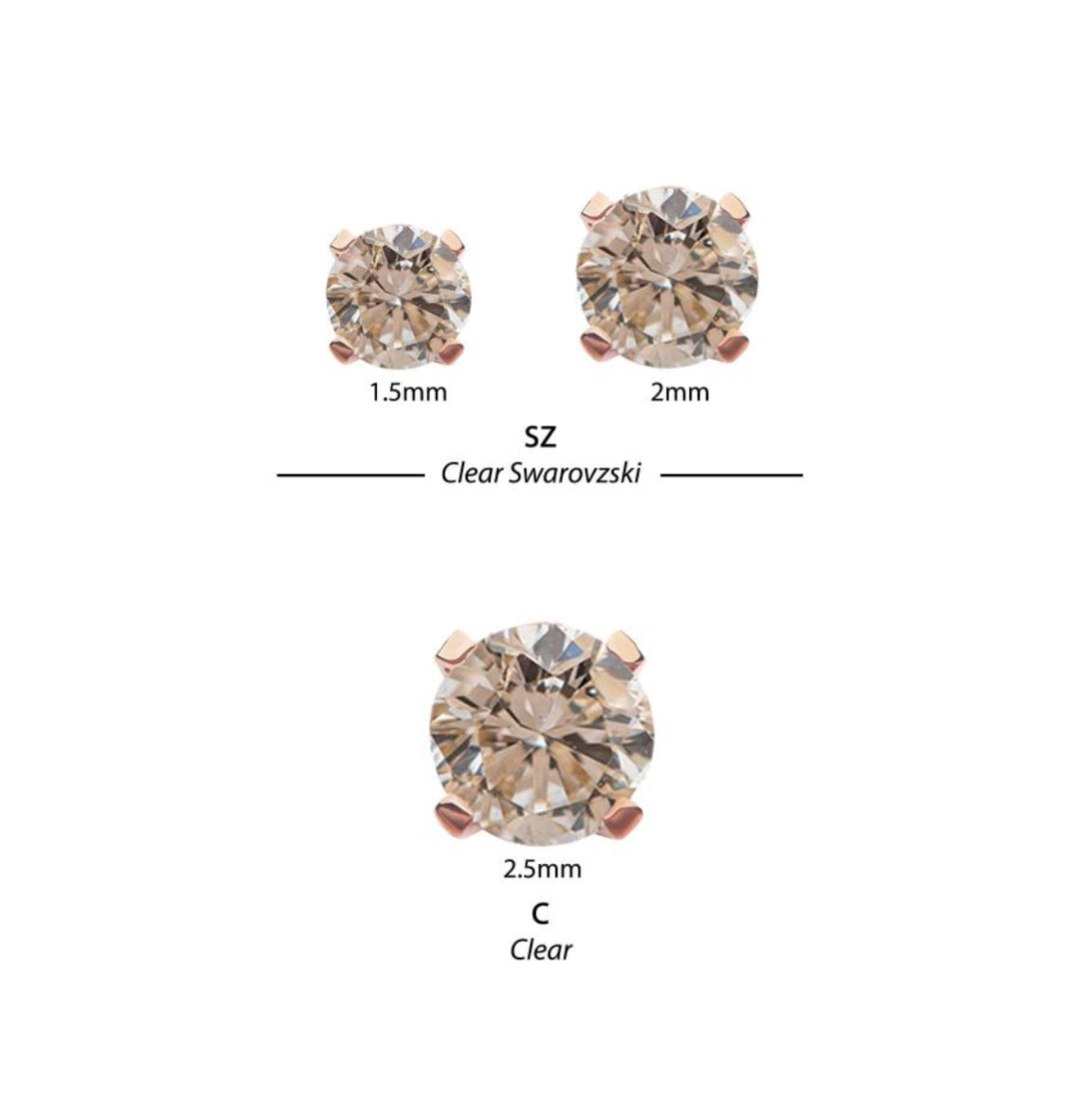 14Kt Rose Gold Threadless with Prong Set Round CZ Top | ear piercing | nose piercing | rose gold nose piercing | rose gold jewelry
