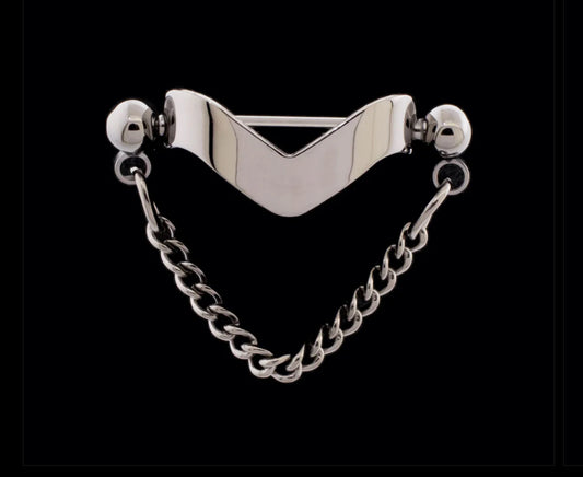 Threadless Nose Bridge Cuff with Rope Chain | bridge piercing | 16 gauge | bridge cuff | bridge chain | titanium bridge chain | goth