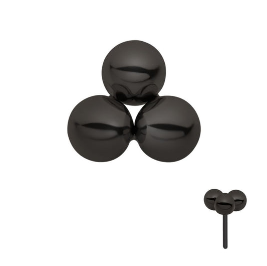 Black titanium threadless trinity ball earring | black jewelry | tri bead earrings | minimalist jewelry | goth | philtrum jewelry