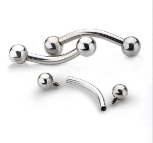 Titanium internally threaded curved barbells | eyebrow jewelry | vertical labret jewelry | daith jewelry | rook jewelry | basic jewelry |