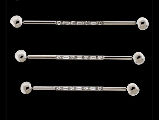 industrial piercing | industrial barbell with gems | classy industrial | cute industrial | titanium industrial | 14 gauge industrial