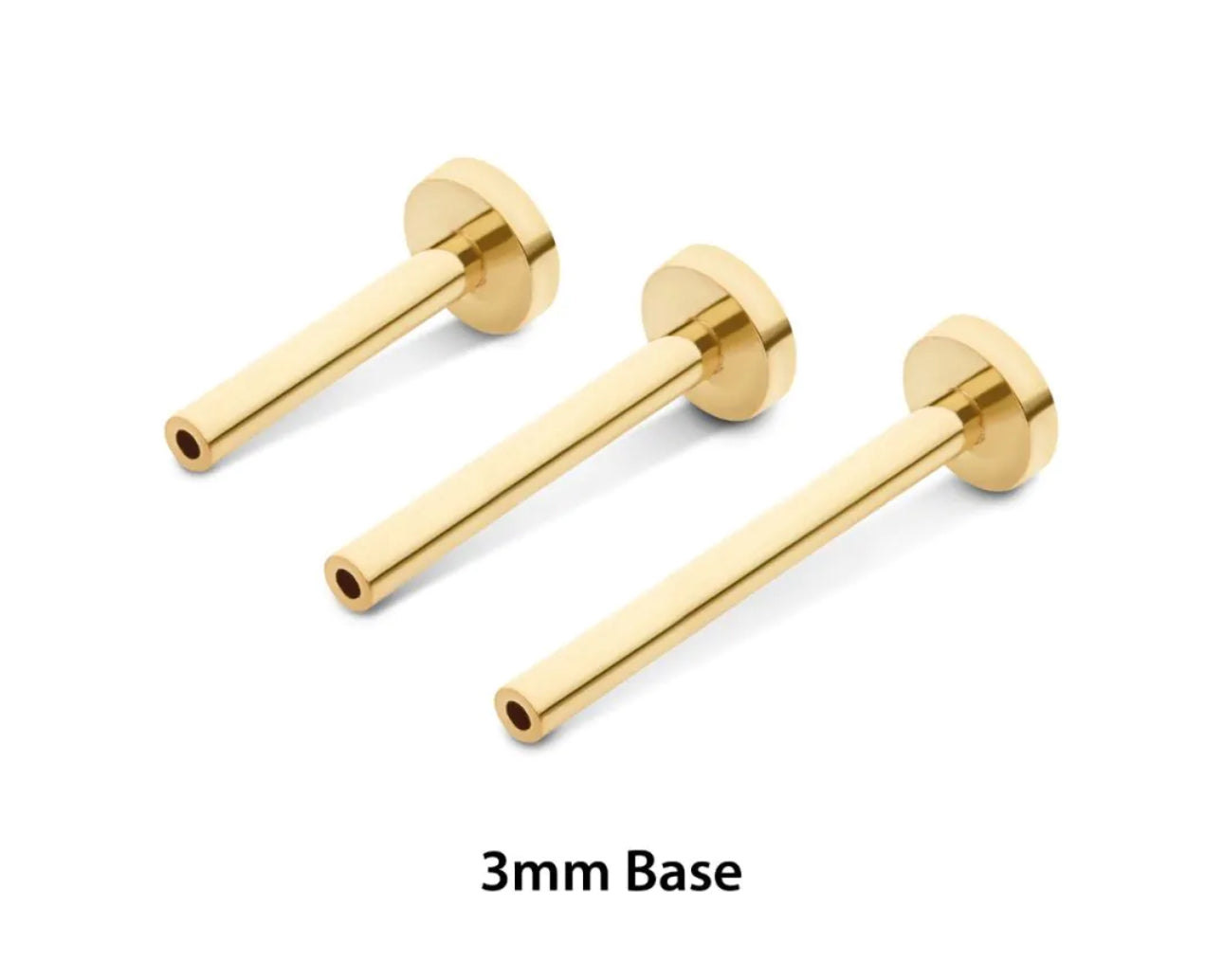 14Kt Gold Threadless Labret with 3mm Base | solid gold earring | 14kt gold earring | ear piercing | helix piercing | conch piercing